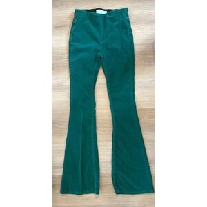 Newbury Kustom XS Flared Leg Emerald Green Corduroy Pants Boho Indie